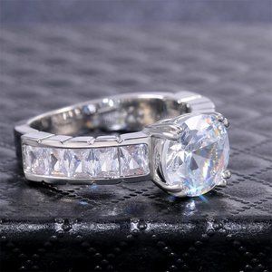 Trendy Watch Band Shiny Zircon Radiant Cut Wedding Rings for WomenEVGG1379